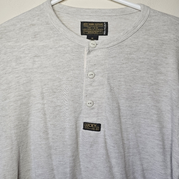 Lucky Brand Quarter Button Long Sleeved Shirt hethered Size Medium - Picture 5 of 6